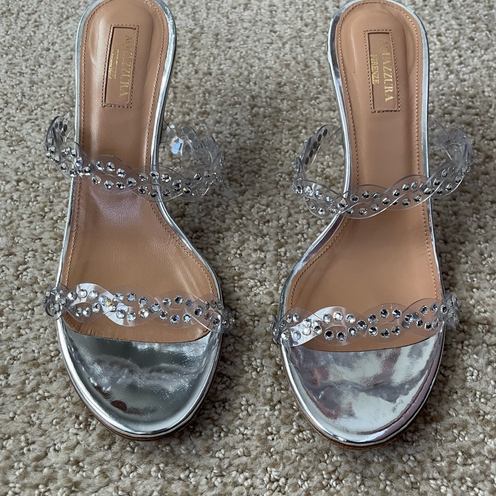 Silver Rhinestone/ Crystal Aquazzura PVC Heels / Sandals